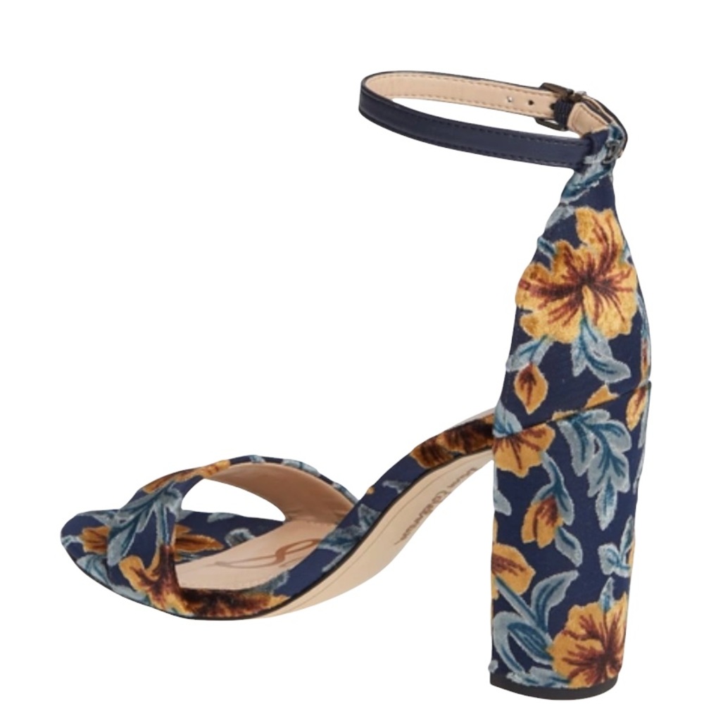 Sam Edelman Floral Block Heel Sandals - Teal and Yellow - Picture 3 of 15